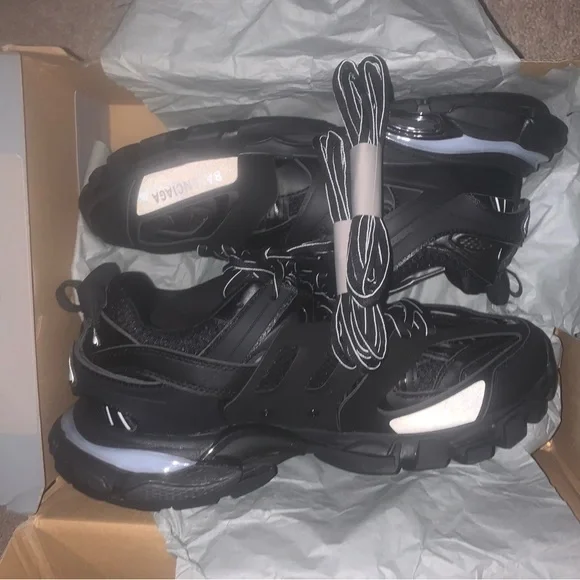 Balenciaga Black Sneakers with Green LED Accent